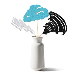 12 Pcs Tornado Centerpiece Sticks, Lightning Cloud Weather Theme Birthday Decorations, Weather Themed Anniversary party decorations, Weather Themed Baby Shower Wedding Party Supplies Black Blue & Silv
