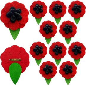 Poppy Flower Brooch Pin Memorial Day Poppy Wool Felt Brooch Pins Handmade Poppies Red Poppy Pins Remembrance Day Lest We Forget Party Decorations