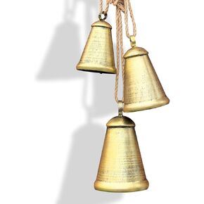 Christmas Bells，Handmade Rustic Christmas Bells, Vintage Iron Bells with Jute Rope for Hanging,Christmas Bells for Decoration ，Christmas Decor Set of 3 Different Sizes