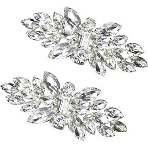 TENDYCOCO 1 Pair Shoe Buckle Rhinestone Crystal Shoe Clip Silver DIY Shoe Decor Accessories for Wedding Bride Women