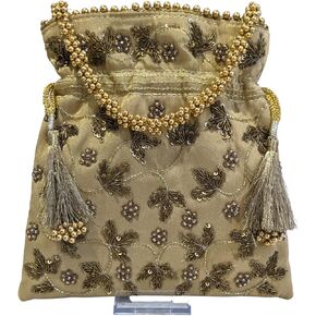 Handmade Indian Potli Bag For Women, Evening Bag With Drawstring Closure, Small Wristlet For Effortless Carrying