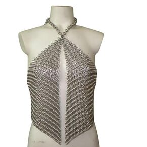 chainmail top Aluminum butted chainmail Chainmaille top Medieval-inspired top Unique chainmail fashion Chainmail cosplay costume