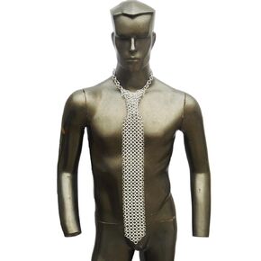 chainmail necktie Aluminum butted chainmail tie Unique metal necktie Medieval-inspired necktie Handcrafted metal tie