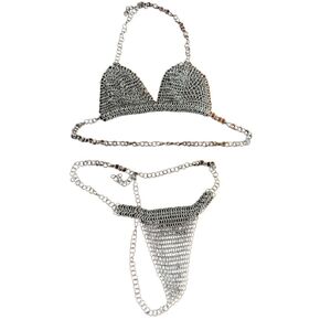 Chainmail bikini set Aluminum chainmail bra and panty Metal bikini warrior woman Lightweight chainmail bikini Festival wear chainmail bikini cosplay chainmail bikini