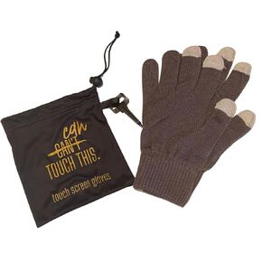 Can Touch This Touch Screen Gloves with Drawstring Bag, Grey, Great Add On Gift
