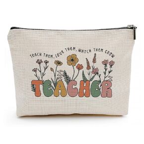 Teacher Cosmetic Bag, Teacher Appreciation Gifts for Women, Best Teacher Gifts, Boho Floral Teacher Makeup Bag, Teachers Bag, Teacher Must Haves, Graduation Teacher Birthday Gifts