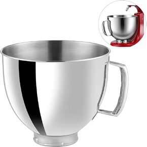 7 QT Stainless Steel Mixer Bowl for KitchenAid Stand Mixers,Strong and Durable Replacement Bowl for KitchenAid with Handle,Dishwasher Safe