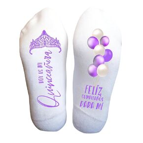 15th Birthday Gifts Ideas for Girls, Socks for 15 Year Old Boys Girls, Gifts for Teenager Boys Girls Age 15, Personalized Quinceañera Purple Socks