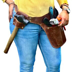 Brown Leather Belts for Construction, Gardener - Waist Pouch for Electrician, Carpenter and Construction Belt Bag - Premium Handmade Full Grain Genuine Leather Florist Tool Belt