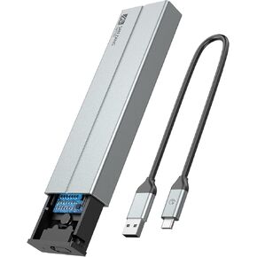 M.2 NVMe Enclosure, Tool-Free, M.2 to USB Adapter for NVMe PCI-E & SATA NGFF SSD with USB A USB C Cable, Support UASP & Trim 10Gbps, fits M-Key B+M Key 2230/2242/2260/2280 SSD