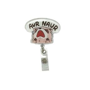 Raccoon Badge Reel Aur Naur Face Meme Joke Funny Acrylic Epoxy Finish Belt Clip for Nurses Doctors Medical Professional Teacher Student Employee ID Card Accessory for Men and Women