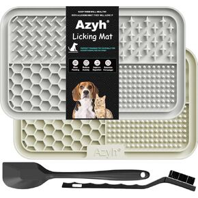 Licking Mat for Dogs & Cats 2 Pack, Slow Feeder Lick Pat for Large Dogs and Puppies, Anxiety Relief Dog Toys Feeding Mat for Butter Yogurt Peanut, Pets Bathing Grooming Training Mat (9.9'' × 6'')