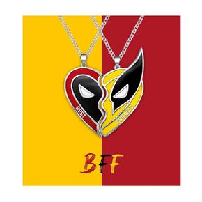2Pcs Best Friend Necklace Half Heart Pendant Friendship Necklace for Men Women Halloween Gifts Matching Halloween Cosplay Costume as BFF Necklace Couples Jewelry Accessories for Fans Gifts