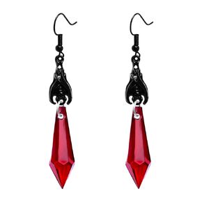 Gothic Bat Dangle Earrings, Vampire Accessories Black Earrings Vintage Red Rhinestone Dangle Earrings, Devil witch Costume Gothic Earrings Halloween Clown Jewelry for Women