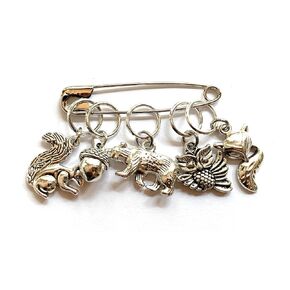 Woodland Stitch Markers for Knitting on Unbreakable Metal Snag Free Rings Handmade in USA
