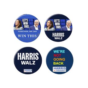 Kamala Harris & Tim Walz 2024 pins - Set of 4 buttons (2.25 inches)
