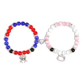 WCRAZYE Matching Bracelets for Couples Best Friend Matching Spider Music Guitar Best Friend Magnetic Bracelets Kawaii Matching Couple Braclets Halloween Christmas Birthday Gifts (Kitty & Spider)