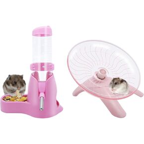 Wontee Hamster Water Bottle Water Dispenser Hamster Silent Exercise Running Wheel for Dwarf Hamsters Gerbil Mice (Pink, 80ML) in Kuwait