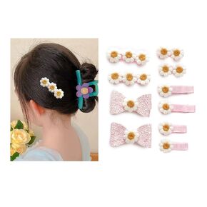 10 Pcs Daisy Hair Clips for Little Girls Flower Hair Barrettes Non Slip Floral Barrettes Handmade Daisy Flower Hair Accessories for Little Girls