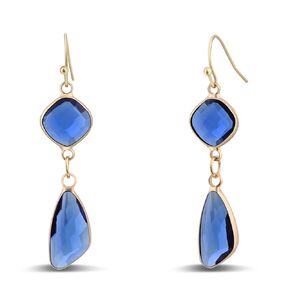 Blue Drop Earrings for Women-14K Gold Plated Sapphire Earrings for Women Unique Hypoallergenic Crystal Earrings Blue Stone Earrings Dangle Earrings for Women Birthstone Blue Topaz Earrings