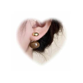 أقراط سترة رخامية من W WEILIRIAN Boho أقراط خرز ذهبية أقراط خرزية أقراط أمامية خلفية بطريقتين مجوهرات للنساء والفتيات هدايا (بني)