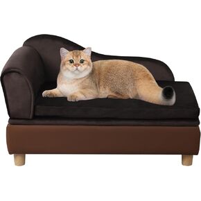 Pet Bed Sofa, Puppy Bed with Storage, Small Dog Couch with Removable & Washable Cushion, Comfy Pet Couch Bed for Cats & Puppy (Blue)