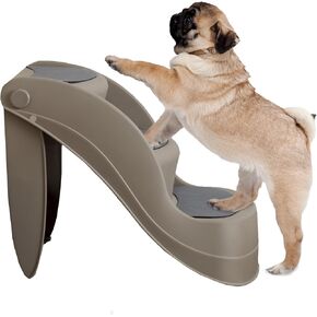 سلالم الكلاب - سلالم الحيوانات الأليفة بتصميم ثلاثي الخطوات ودبابيس قفل أمان - سلالم الكلاب للكلاب الصغيرة والقطط والحيوانات الأليفة الأخرى - خطوات الحيوانات الأليفة من بيت ميكر (رمادي) in Kuwait