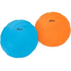CHIWAVA 8.7" Rubber Dog Flying Disc Flyer Fetch Toy for Dogs Outdoor Play for Large Dogs Color Blue