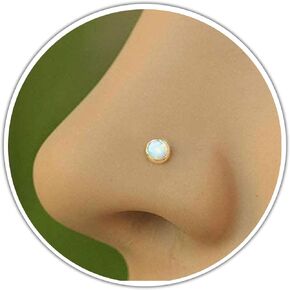 Nose Stud With White Opal - Tiny 14k Gold Filled Nose Stud With a Shiny White Opal - Elegant and Fashionable-
