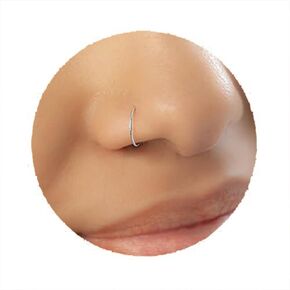 Silver Fake Nose Ring 24 Gauge - Simple 925 Sterling Silver Non Piercing Nose Jewelry - Handmade Clip On Nose Hoop 7mm Diameter 0.3 Inches - Faux Nose Ring - Body Jewelry for Women