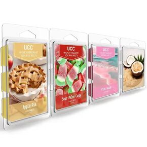 UCC Wax Melts with Strong Fragrance, Long Lasting Premium Plant Based Natural Soy Scented Melts Cubes, Wax Melts Tarts, Colored Wax Melt - 4 Pack