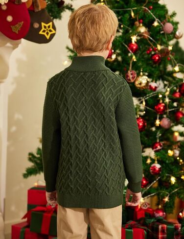 Boys Turtleneck Sweater Long Sleeve Cable Knit Button Up Pullover Winter Warm Tops for Kids 4-13 Years in Kuwait