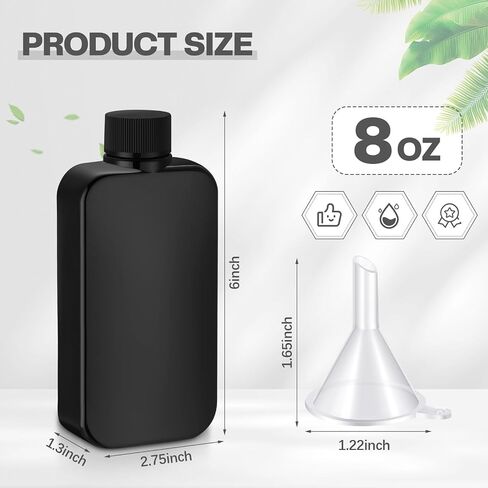 Chengu 50 Pcs Hip Flasks for Liquor for Men 8 oz Leakproof Plastic Flask with 50 Pcs Funnels Thin Flasks for Gift Camping, Wedding Party, Grooms men Gifts, Black in Saudi Arabia