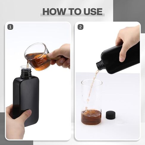 Chengu 50 Pcs Hip Flasks for Liquor for Men 8 oz Leakproof Plastic Flask with 50 Pcs Funnels Thin Flasks for Gift Camping, Wedding Party, Grooms men Gifts, Black in Saudi Arabia