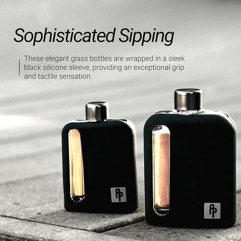 Ragproper Modern Glass Hip Flask - Durable Leather Covered Flask for Whiskey, Spirits, & Other Liquor - Ideal Glass Flask for Men & Women (Single Shot 100ml, Leather Dark Brown) in Saudi Arabia