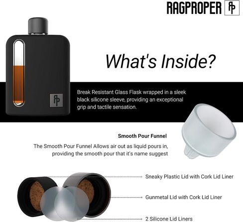 Ragproper Modern Glass Hip Flask - Durable Leather Covered Flask for Whiskey, Spirits, & Other Liquor - Ideal Glass Flask for Men & Women (Single Shot 100ml, Leather Dark Brown) in Saudi Arabia