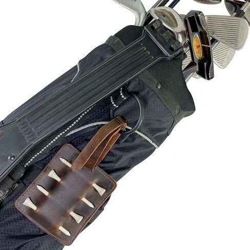 Hide & Drink, Rustic Golf Tee Hanger Handmade from Full Grain Leather - Adjustable Strap, Sports & Outdoors Accessories, Bourbon Brown in Saudi Arabia