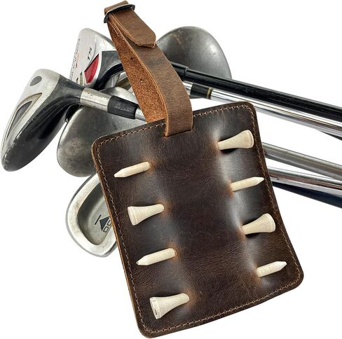 Hide & Drink, Rustic Golf Tee Hanger Handmade from Full Grain Leather - Adjustable Strap, Sports & Outdoors Accessories, Bourbon Brown in Saudi Arabia