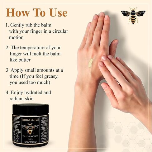 Organic Grass-Fed Beef Tallow Balm with Raw Honey - Moisturizing Cream for Soft, Smooth Skin - Handmade All-Natural Moisturizer - 4 oz (Lavender) in Saudi Arabia