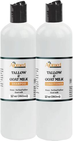 Beef Tallow & Goat Milk Shampoo and Conditioner Set - Handmade Hair Care for Thinning Relief, Sea Moss Shampoo and Conditioner, Thickening Formula for Hair Regrowth & Str (Shampoo & Conditioner 12 Oz) in Saudi Arabia