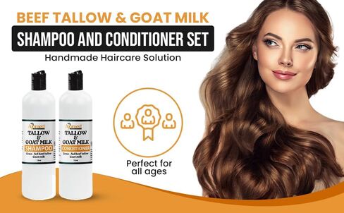 Beef Tallow & Goat Milk Shampoo and Conditioner Set - Handmade Hair Care for Thinning Relief, Sea Moss Shampoo and Conditioner, Thickening Formula for Hair Regrowth & Str (Shampoo & Conditioner 12 Oz) in Saudi Arabia