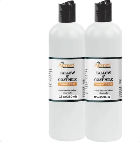 Beef Tallow & Goat Milk Shampoo and Conditioner Set - Handmade Hair Care for Thinning Relief, Sea Moss Shampoo and Conditioner, Thickening Formula for Hair Regrowth & Str (Shampoo & Conditioner 12 Oz) in Saudi Arabia