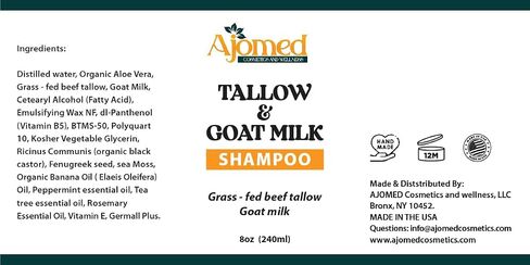 Beef Tallow & Goat Milk Shampoo and Conditioner Set - Handmade Hair Care for Thinning Relief, Sea Moss Shampoo and Conditioner, Thickening Formula for Hair Regrowth & Str (Shampoo & Conditioner 12 Oz) in Saudi Arabia