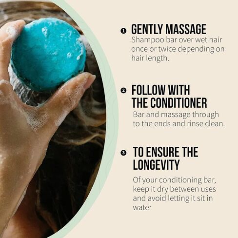 Shampoo & Conditioner Set, All-Hair types, Hair Soap, Shine, Handmade, Natural, Essential Oils, Shea Butter, Travel Soaps, Hair Gift Set, 2-Pack in Saudi Arabia