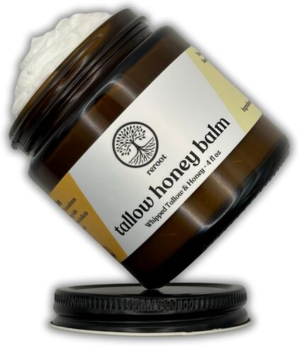 Beef Tallow for Skin | 100% Grass-Fed Tallow & Raw MN Honey | 2 Ingredients | Whipped & UNSCENTED | Whole Body & Face Balm for Sensitive, Dry Skin, Eczema, Psoriasis, Rosacea (4oz) in Saudi Arabia