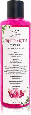 Pretty + Kitty Yoni Gel, 100% natural daily refreshing feminine and body gel,intimate all-over body wash, pH Balance, Removes Odor, menstrual support, teens and adults, Handcrafted in the USA,8 Fl Oz in Saudi Arabia