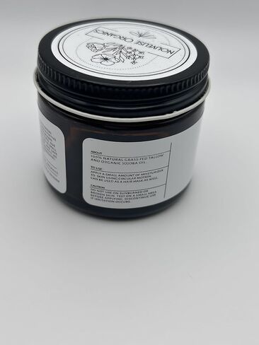 Nouvelise Organics: مرطب الشحم المخفوق النقي المصنوع يدويًا - 100% من الشحم الذي يتغذى على العشب وزيت الجوجوبا العضوي | كامل الجسم والوجه | غير معطر لجميع أنواع البشرة (1.7 أونصة) in Saudi Arabia