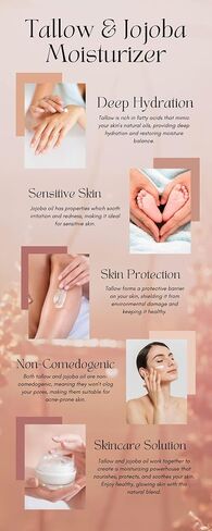 Nouvelise Organics: مرطب الشحم المخفوق النقي المصنوع يدويًا - 100% من الشحم الذي يتغذى على العشب وزيت الجوجوبا العضوي | كامل الجسم والوجه | غير معطر لجميع أنواع البشرة (1.7 أونصة) in Saudi Arabia