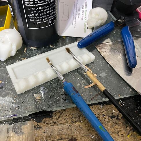 3D Printed White Brush Holder - 3 and 8 Slot Organizer for Paintbrushes, Makeup Brushes, or Art Supplies in Saudi Arabia