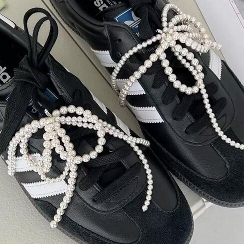 2 Pcs Pearls Bow Shoe Charms for Sneakers, Elegant DIY Shoe Lace Decoration, Buckle Pearl Beaded Chain Accessories for Women, Dress Shoes, Wedding Gift Jewelry (1 Pair Lace Pearl) in Saudi Arabia